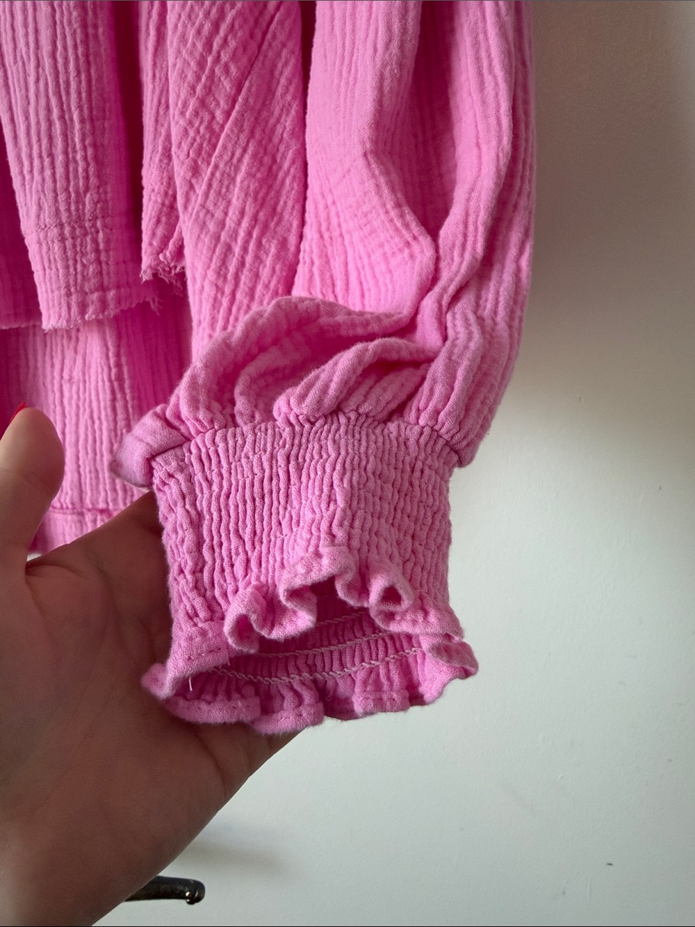 Fate Pink Ruffled Button-Front Peasant Top - Picture 2 of 5